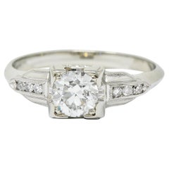 Art Deco Diamond 18 Karat Gold Engagement Ring