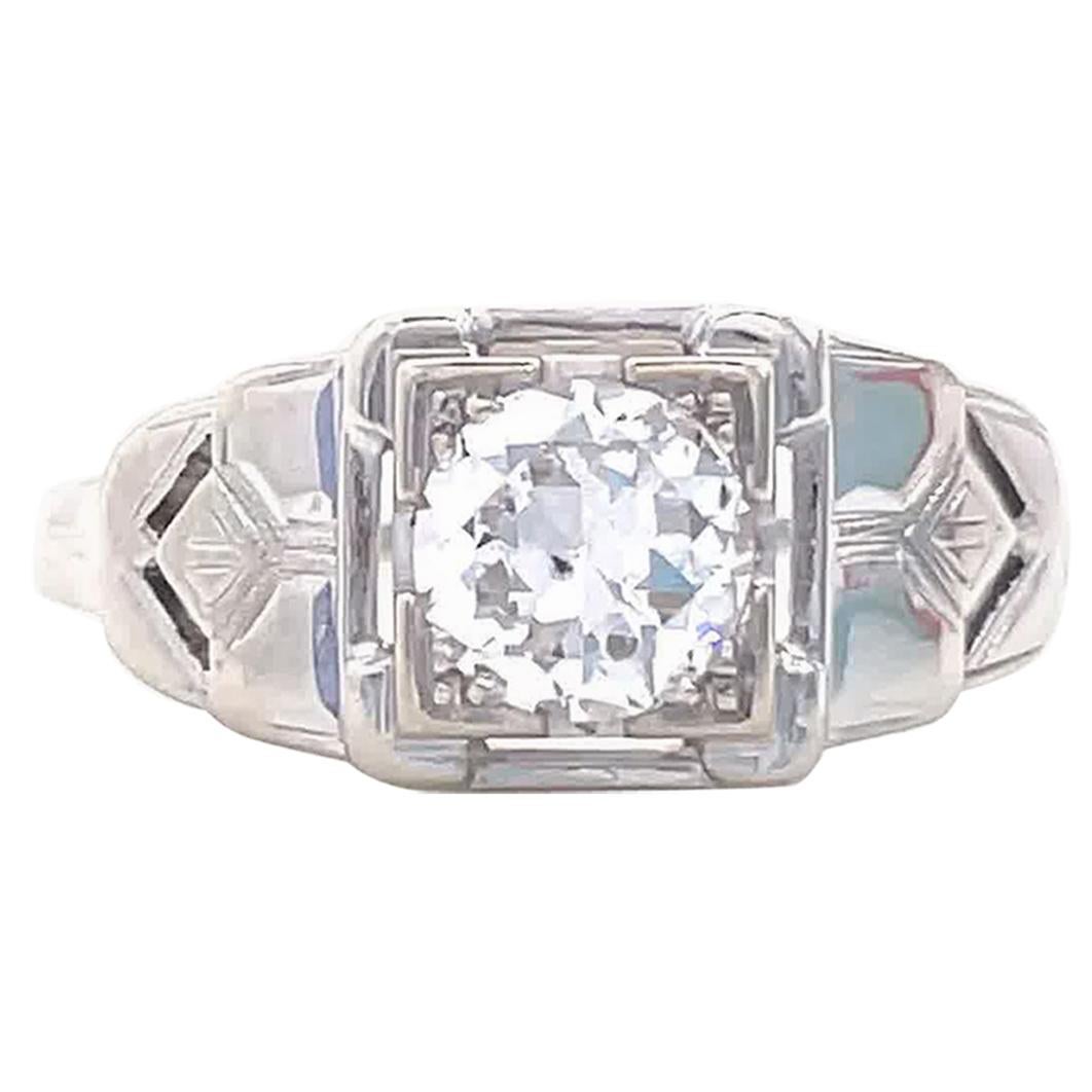 Art Deco Diamond 18 Karat Gold Engagement Ring