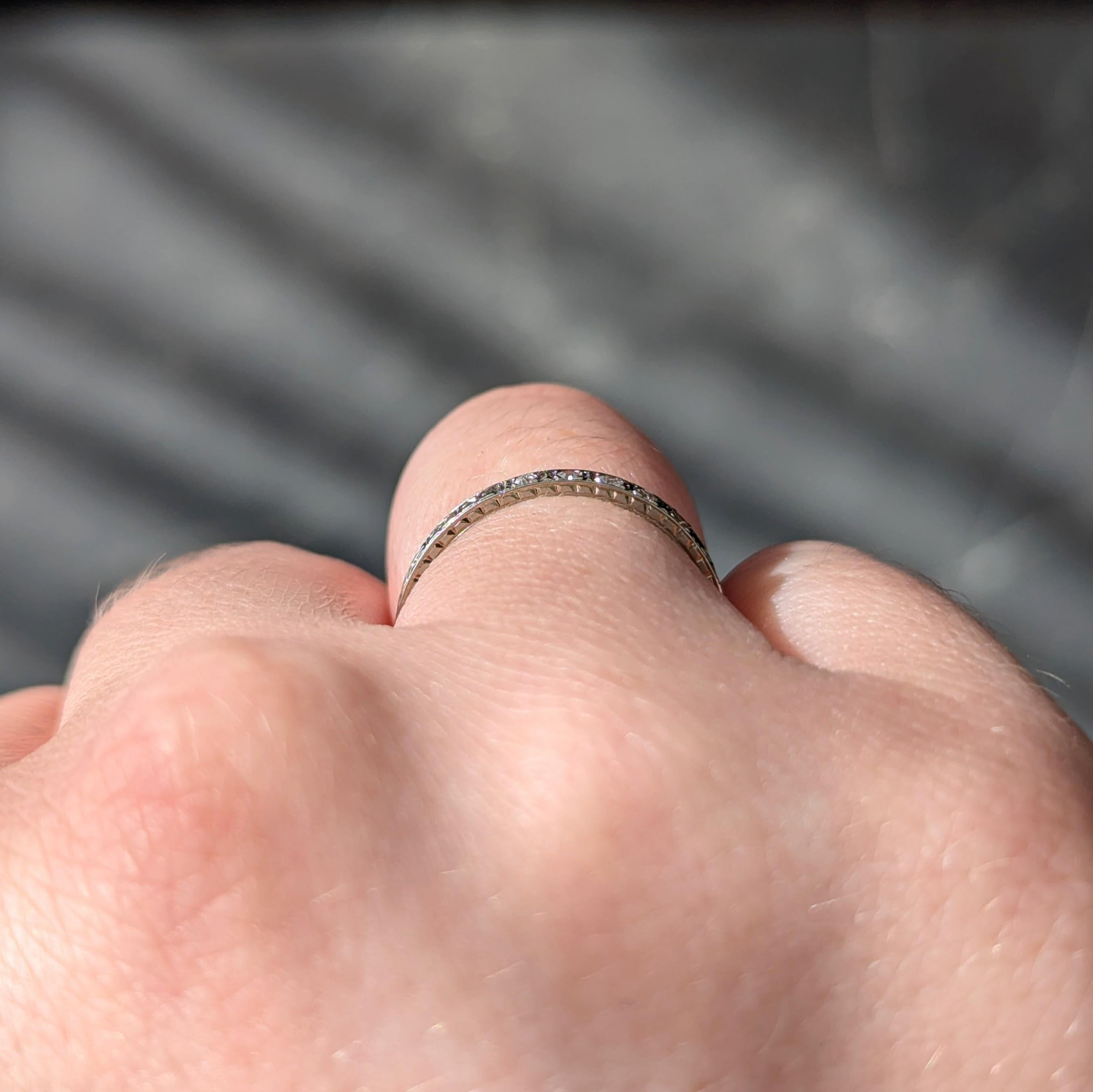 Art Deco Diamond 18 Karat Gold Vintage Wheat Orange Blossom Wedding Band Ring For Sale 3