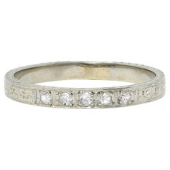 Art Deco Diamond 18 Karat Gold Vintage Wheat Orange Blossom Wedding Band Ring