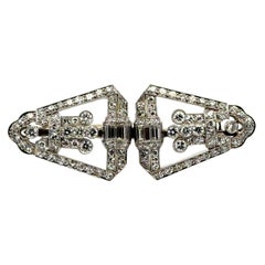 Art Deco Diamond 18 Karat White Gold Clips Brooch Art Deco Diamond 18 Karat White Gold Clips Brooch