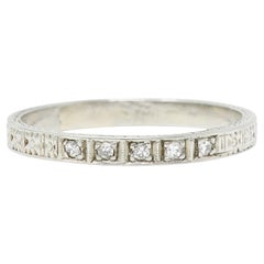 Vintage Art Deco Diamond 18 Karat White Gold Orange Blossom Band Ring