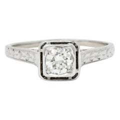 Art Deco Diamond 14 Karat Gold Engagement Ring For Sale at 1stDibs