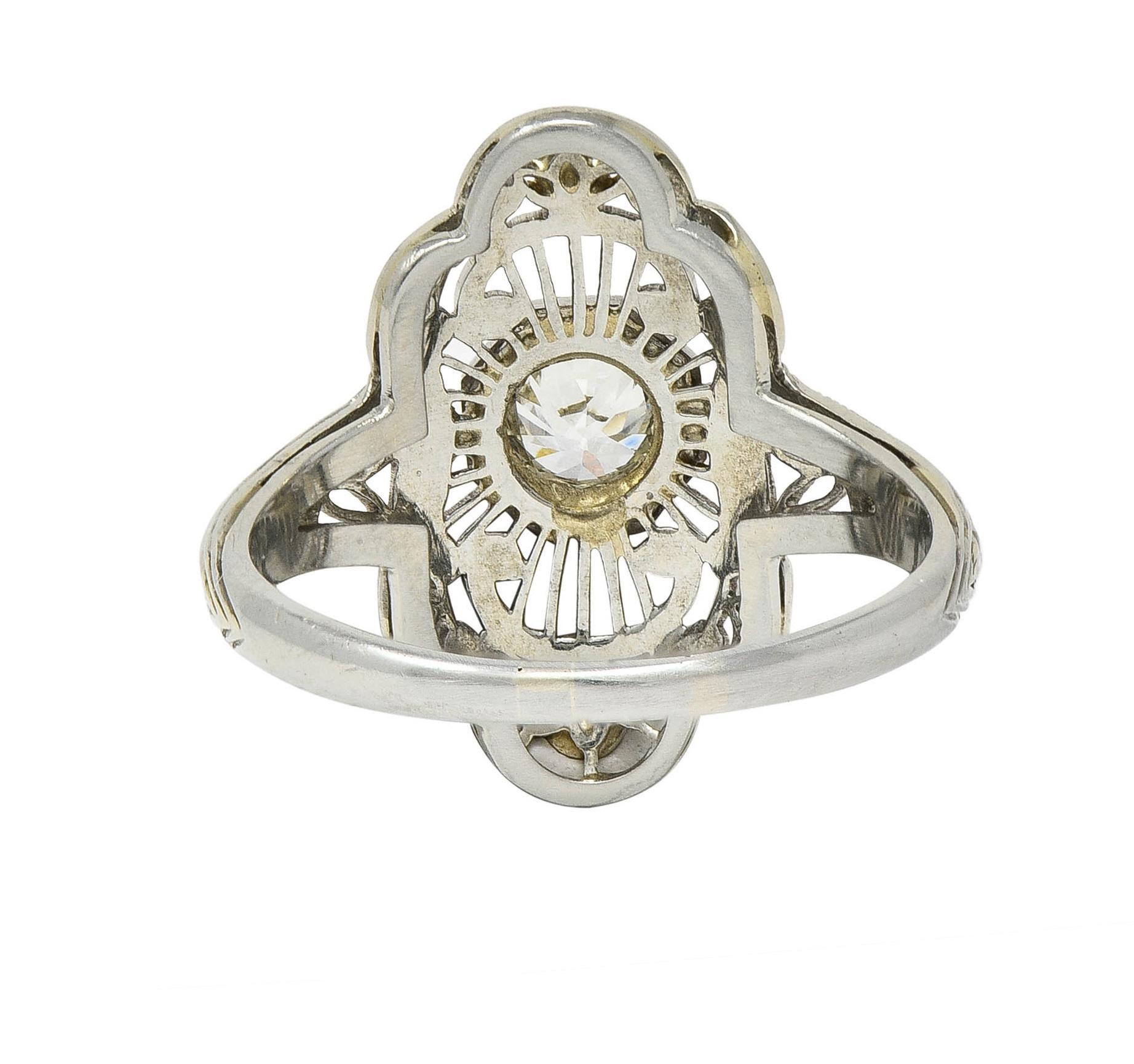 Art Deco Diamant 18 Karat Weißgold Vintage Orange Blossom Dinner-Ring, Art déco für Damen oder Herren im Angebot