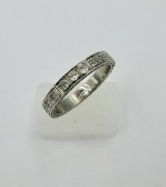 Art Deco Diamond 18 Karat White Gold Wedding Engagement Band Stack Ring Size 5.2