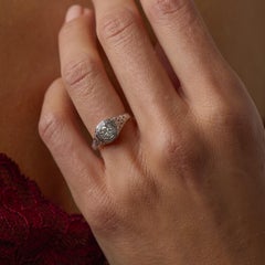 Art Deco diamond 18k white gold engagement filigree ring