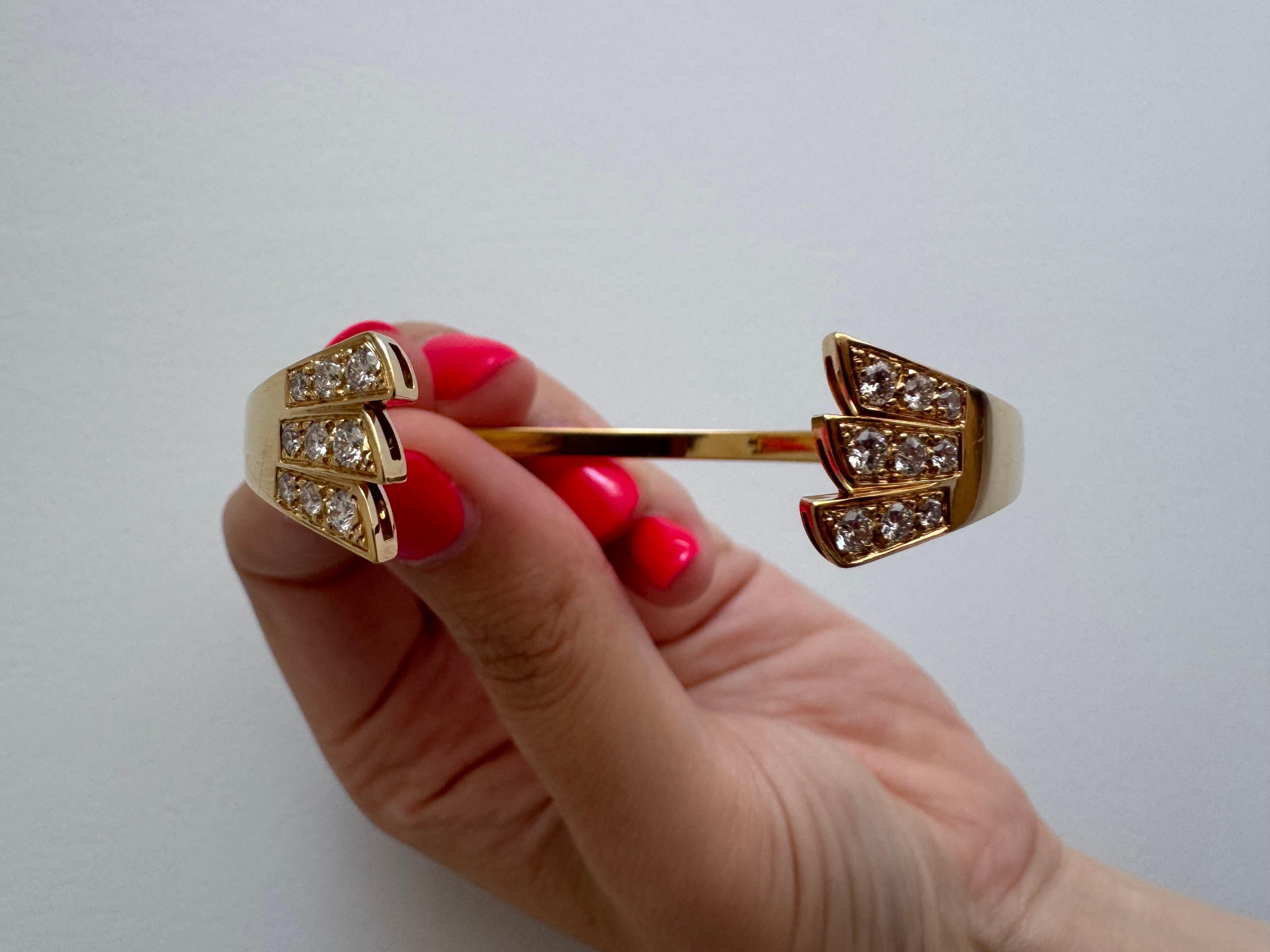 Brazalete Art Déco Diamante Oro Amarillo 18K en venta 2