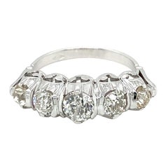 Vintage Art Deco Diamond 1.90 Carat Five-Stone Gold Ring