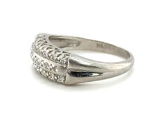 Art Deco Diamond 3 Row Wedding Band Anniversary Ring .35ct Platinum