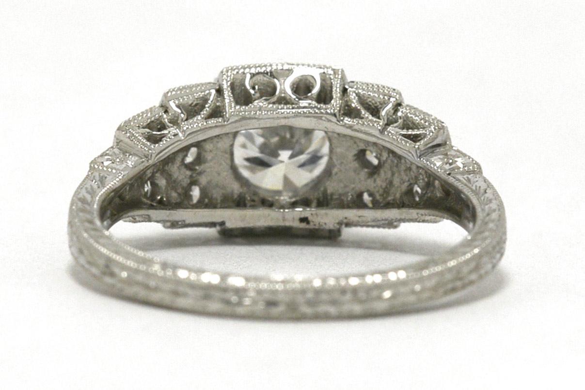 Women's Art Deco Diamond 3-Tier Geometric Engagement Ring Platinum EGL Certified