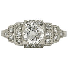 Art Deco Diamond 3-Tier Geometric Engagement Ring Platinum EGL Certified
