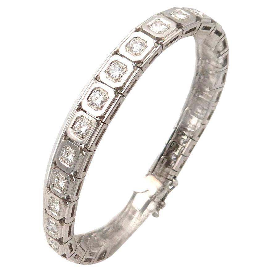 Art Deco diamond 3.5 cts large tennis bracelet in platinum and 18k gold im Angebot