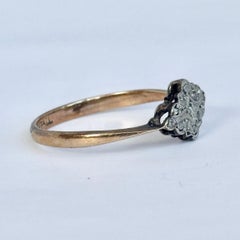 Art Deco Diamond 9 Carat Gold and Platinum Panel Ring