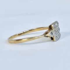 Art Deco Diamond 9 Carat Gold and Platinum Panel Ring