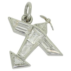 Art Deco Diamond Aeroplane Charm Pendant