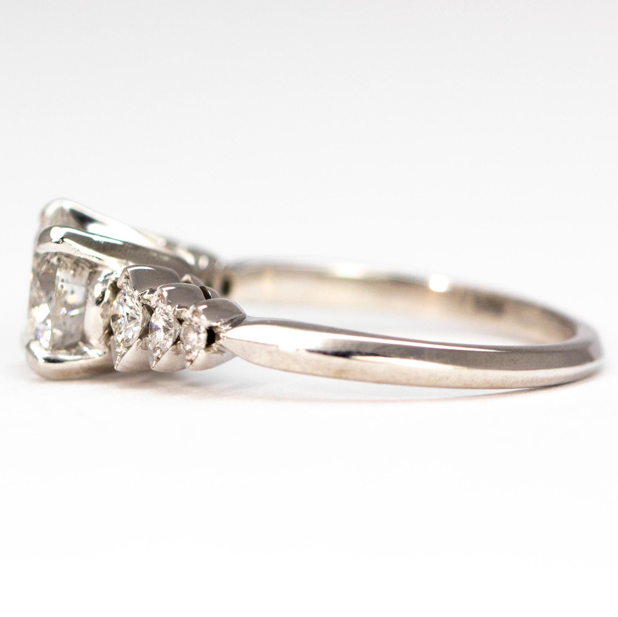 Modern Art Deco Style Diamond and 14 Carat White Gold Solitaire For Sale