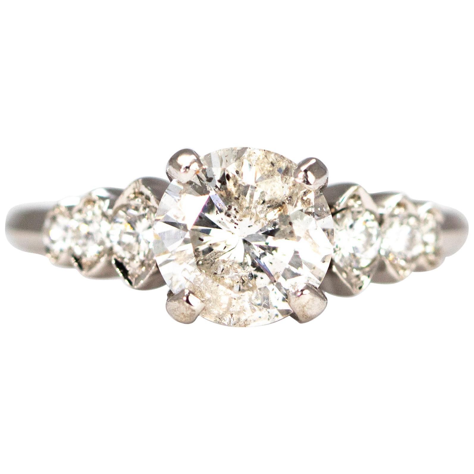 Art Deco Style Diamond and 14 Carat White Gold Solitaire
