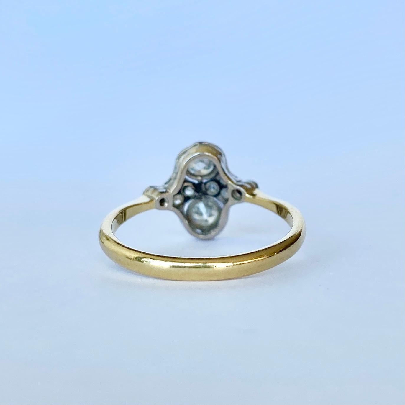 Round Cut Art Deco Diamond and 18 Carat Gold and Platinum Ring