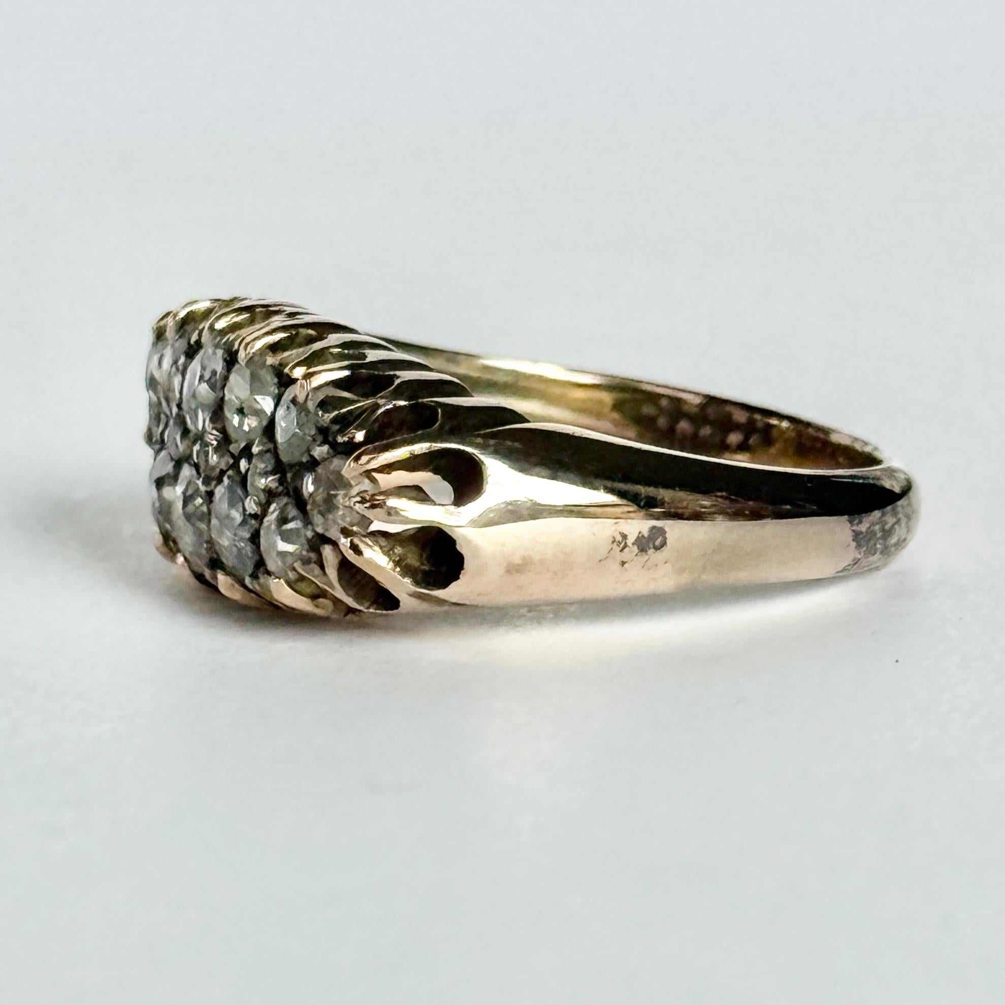 Anello Art Deco con diamante e pannello a cluster in oro 18 carati In condizioni buone in vendita a Chipping Campden, GB