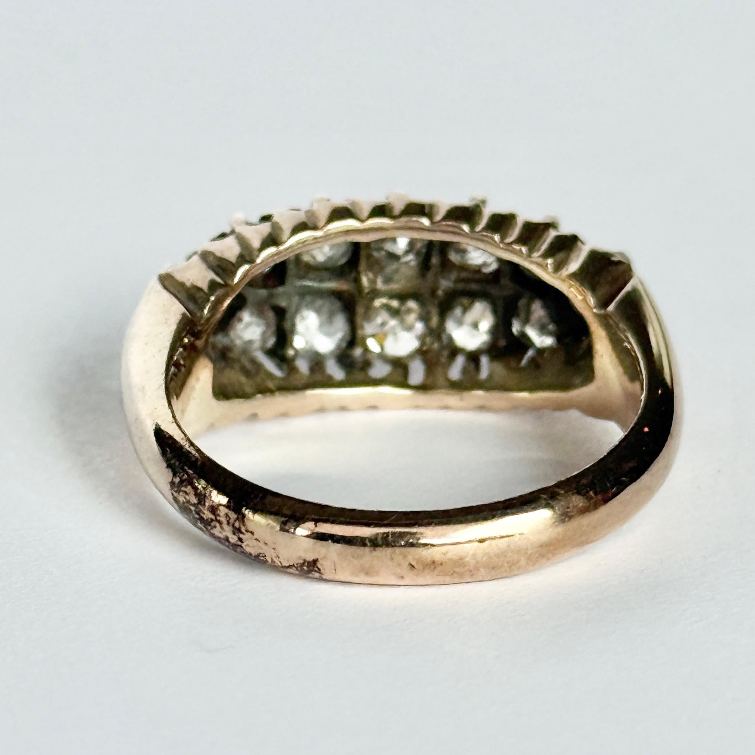 Donna Anello Art Deco con diamante e pannello a cluster in oro 18 carati in vendita