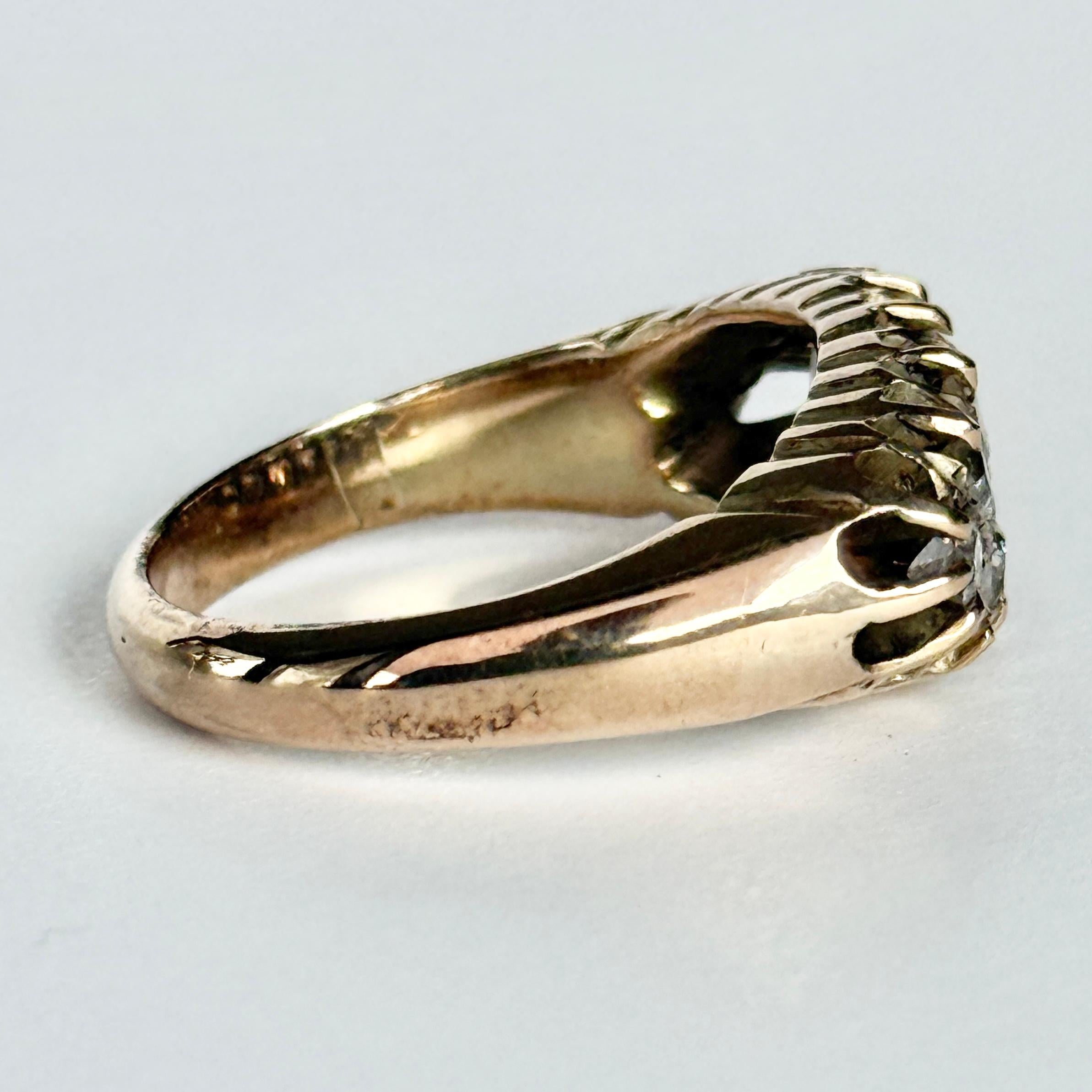 Anello Art Deco con diamante e pannello a cluster in oro 18 carati in vendita 1