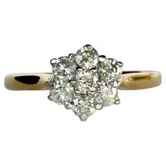 Art Deco Diamant und 18 Karat Gold Cluster Ring