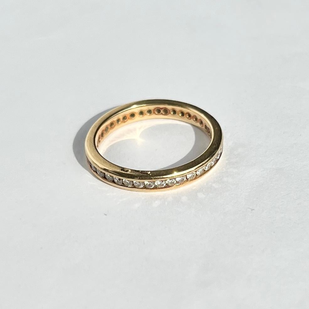 Eternity-Ring aus 18 Karat Gold mit Diamanten im Art déco-Stil im Zustand „Gut“ im Angebot in Chipping Campden, GB