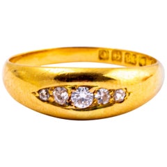 Art Deco Diamond and 18 Carat Gold Five-Stone Band