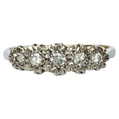 Art Deco Diamond and 18 Carat Gold Five Stone Ring