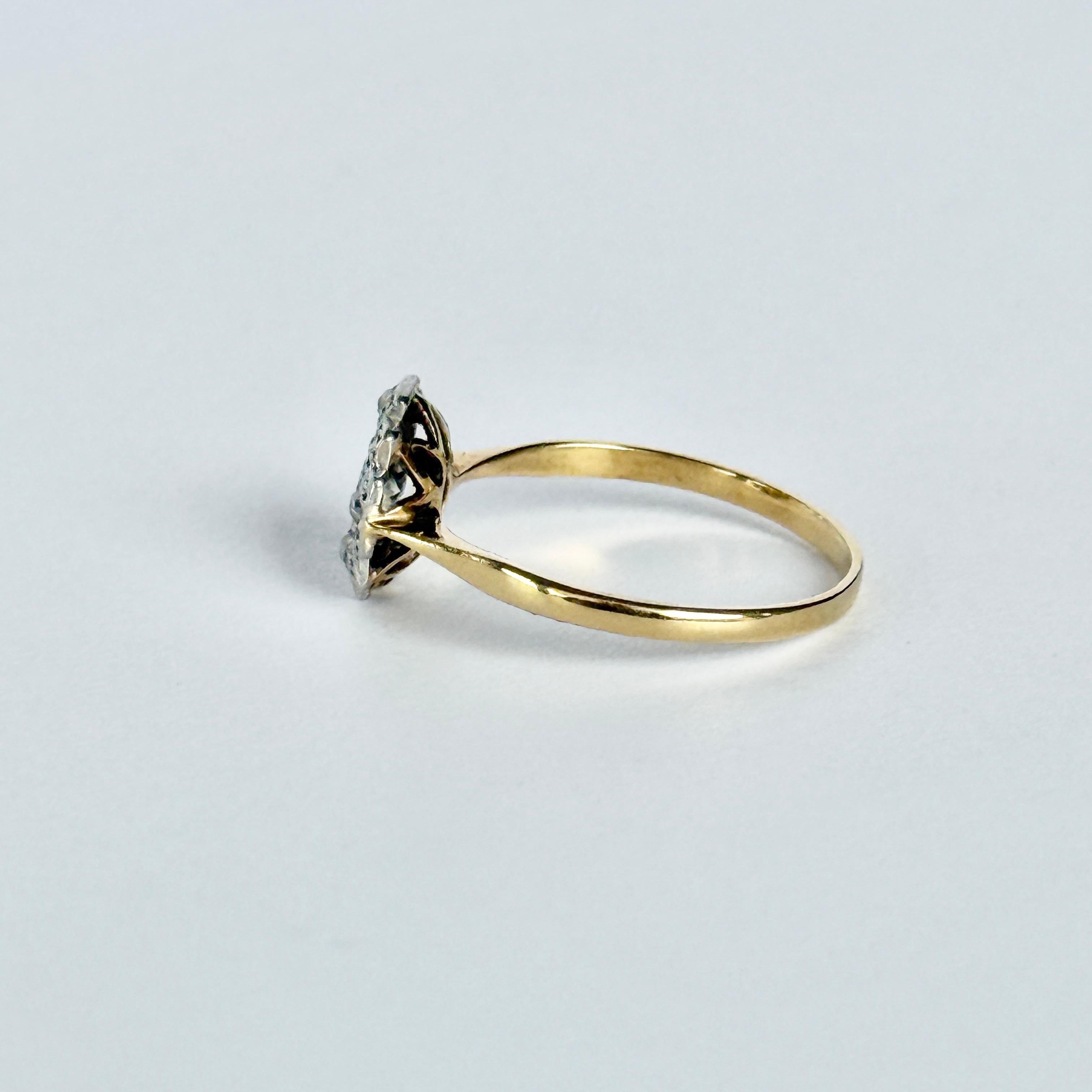 Anello a pannello in oro 18 carati e diamanti Art Deco In condizioni buone in vendita a Chipping Campden, GB