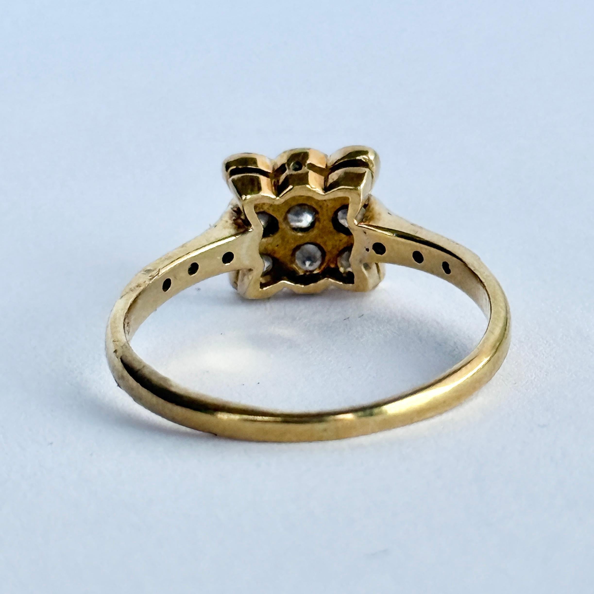 Bague à panneaux en or 18 carats et diamants Art Déco Pour femmes en vente