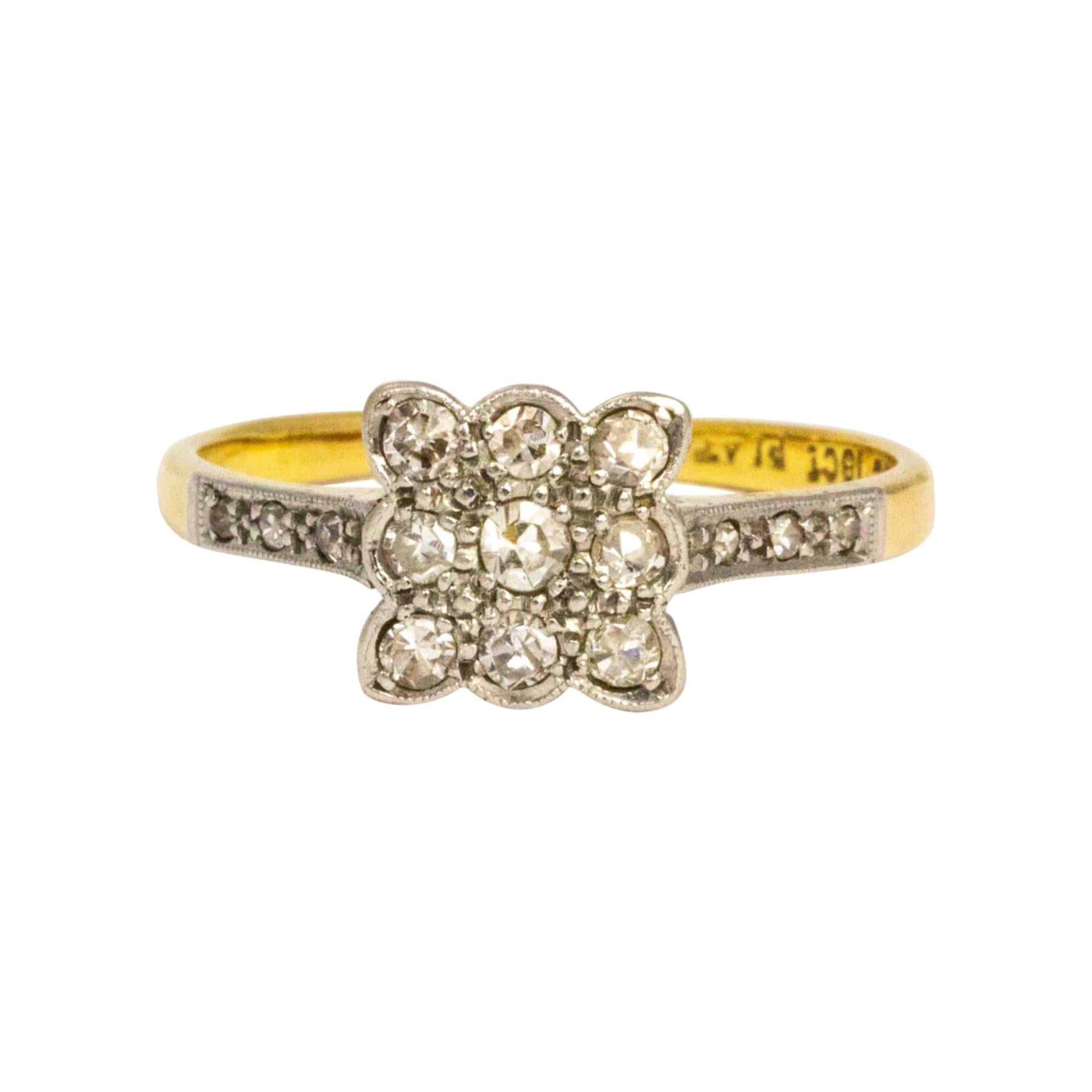 Art Deco Diamond and 18 Carat Gold Panel Ring
