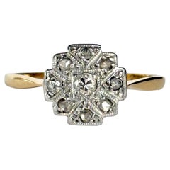 Anello a pannello in oro 18 carati e diamanti Art Deco