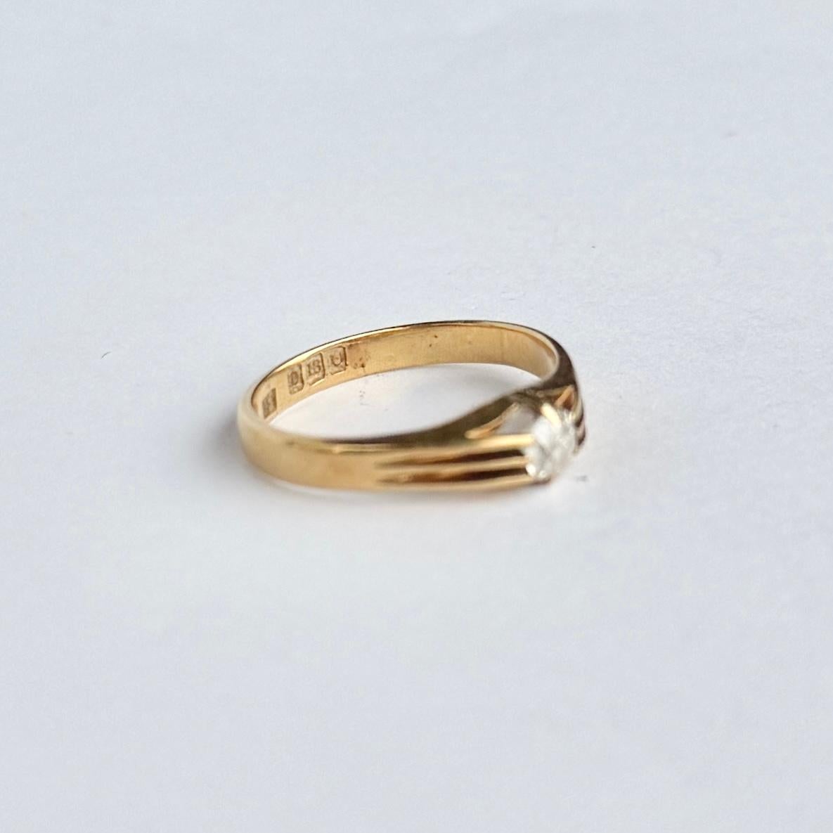 da uomo o donna Fascia solitaria in oro 18 carati e diamanti Art Déco in vendita