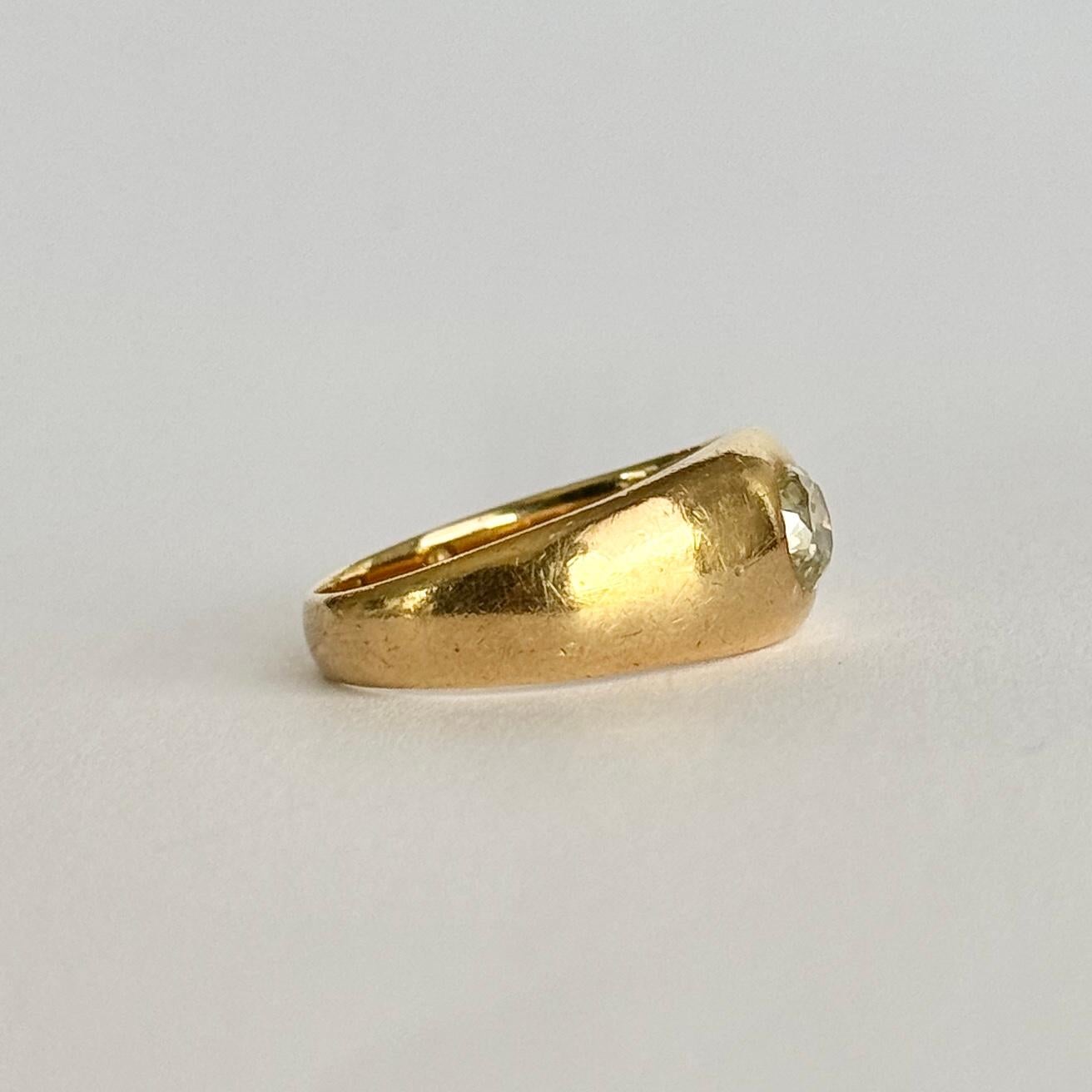 Art Deco Diamond and 18 Carat Gold Solitaire Band im Zustand „Gut“ im Angebot in Chipping Campden, GB