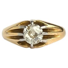 Bague solitaire Art déco en or 18 carats et diamants