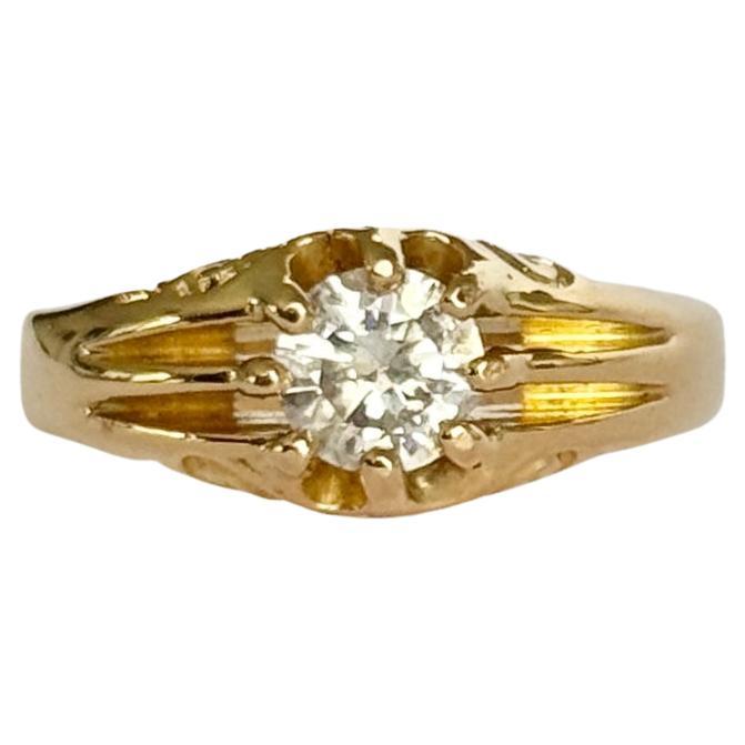 Art Deco Diamond and 18 Carat Gold Solitaire Band