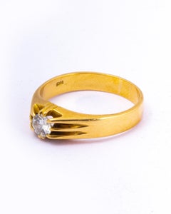 Art Deco Diamond and 18 Carat Gold Solitaire Ring