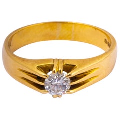 Art Deco Diamond and 18 Carat Gold Solitaire Ring