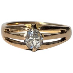 Art Deco Diamond and 18 Carat Gold Solitaire Ring
