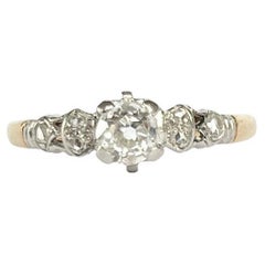 Art Deco Diamond and 18 Carat Gold Solitaire Ring