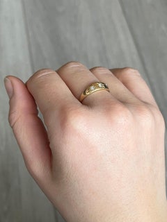 Art Deco Diamond and 18 Carat Gold Three-Stone Gypsy Band