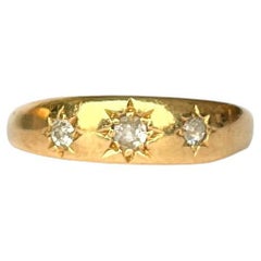 Art Deco Diamond and 18 Carat Gold Three-Stone Gypsy Band Art Deco Diamond and 18 Carat Gold Three-Stone Gypsy Band