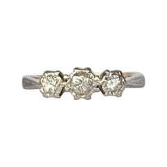 Art Deco Diamond and 18 Carat Gold Three-Stone Ring