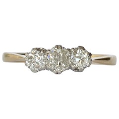 Art Deco Diamond and 18 Carat Gold Three-Stone Ring