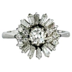 Art Deco Diamond and 18 Carat White Gold Art Deco Style Cluster Ring