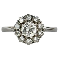 Art Deco Diamond and 18 Carat White Gold Cluster Ring