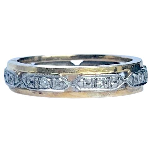 Art Deco Diamond and 18 Carat Yellow and White Gold Eternity Ring For Sale