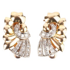 Art Deco Diamond and 18 Karat Gold Earrings