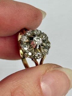 Art Deco Diamond and 9 Carat Gold Cluster Ring
